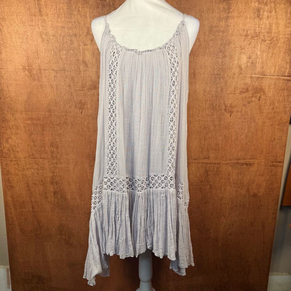 Chelsea & Violet MED boho lilac sleeveless strappy crochet lace mini tank dress - Picture 6 of 16